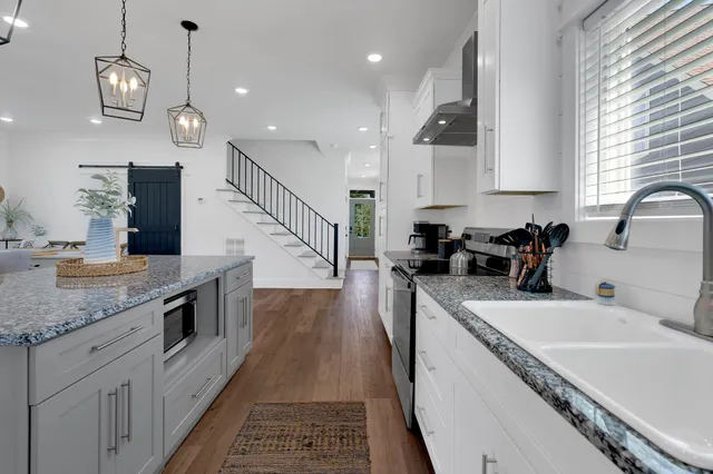 a utility room with cabinets