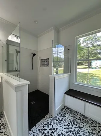 a room with window and a walk in closet