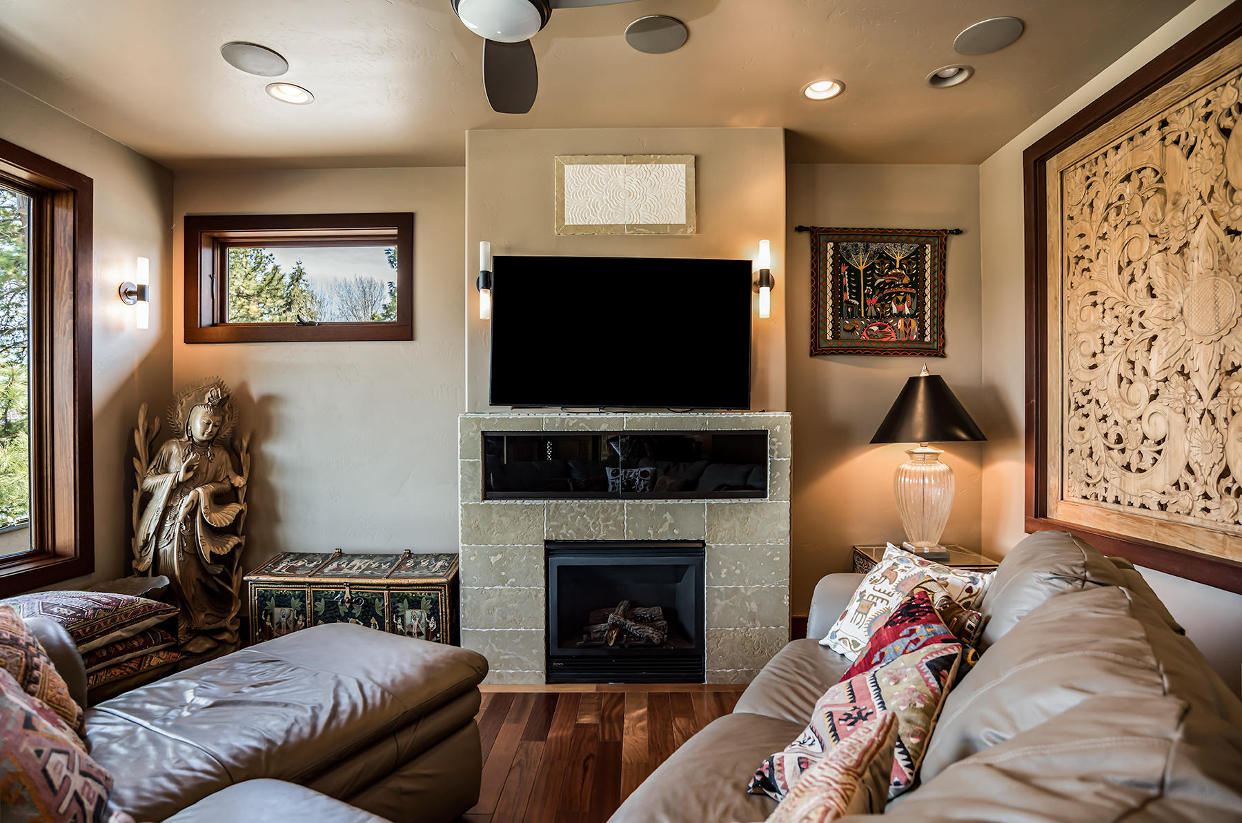 128 Northwest Allen Road Bend, OR 97703 - Photo 29 of 40 Bonus room with wet bar, fireplace and huge picture window