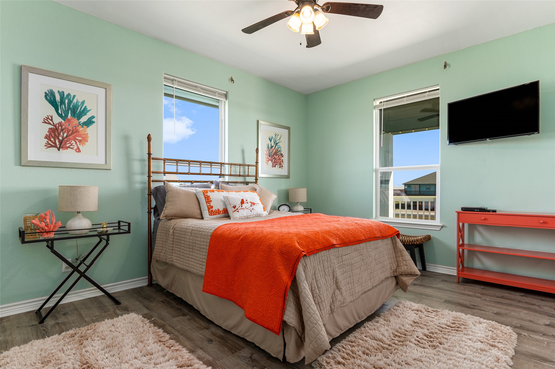 200 Mobile Crystal Beach, TX 77650 - Photo 38 of 49 a bedroom with a bed and a chandelier