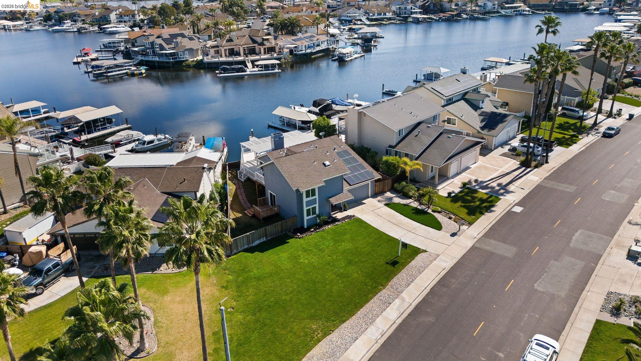1147 Willow Lake Road Discovery Bay, CA 94505 - Photo 56 of 59 an aerial view of a house with a lake view