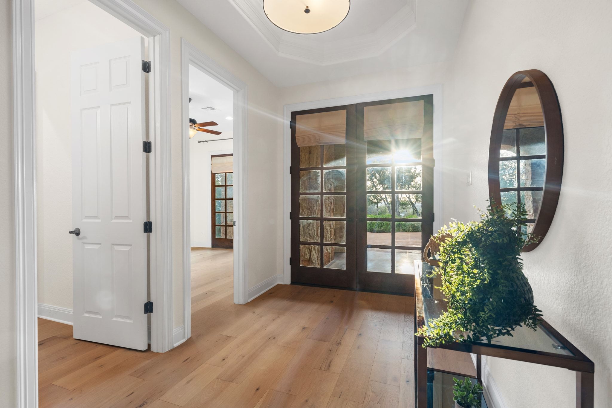 3701 Copper Ridge Court Austin, TX 78734 - Photo 11 of 30 a view of an entryway with wooden floor and mirror