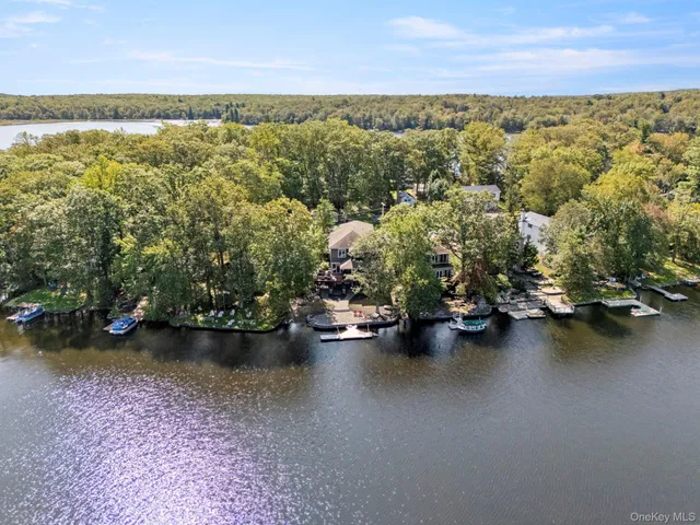 a view of a lake with a mountain in the background