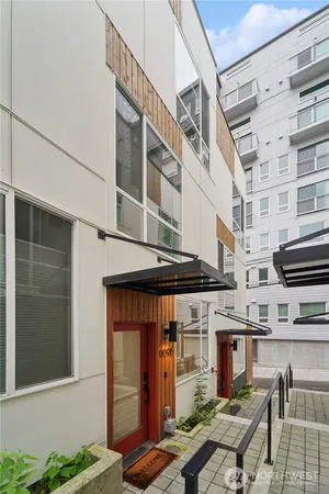 a front view of a building with balcony