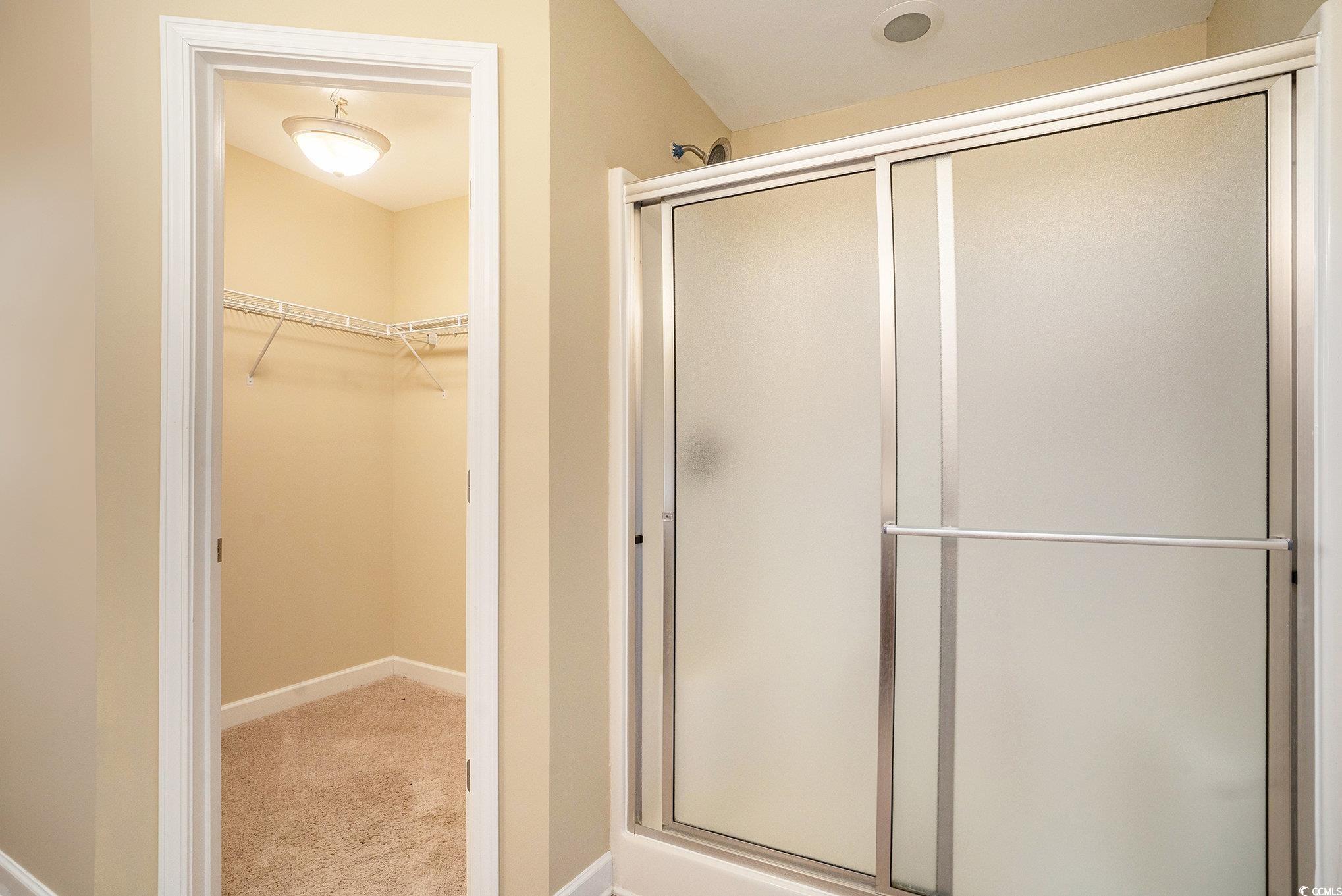 265 Georgia Mae Loop Conway, SC 29527 - Photo 23 of 28 Full bathroom with a spacious closet, light carpet, and a shower stall