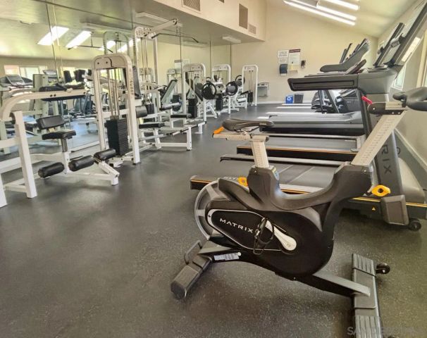 a room with gym equipment