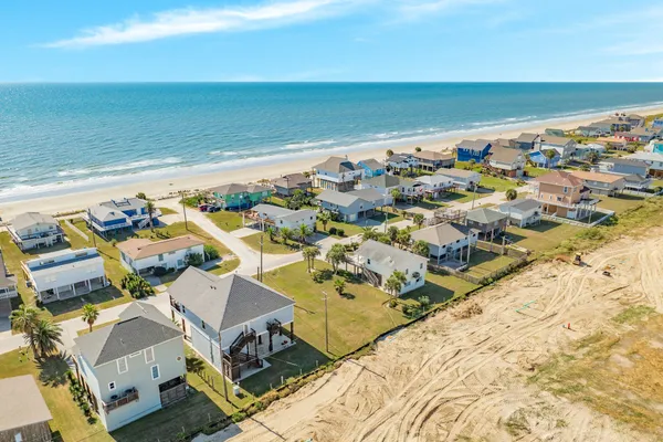 an aerial view of a ocean beach