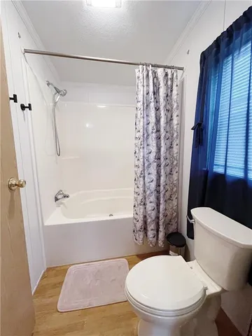a bathroom with a toilet and a bathtub