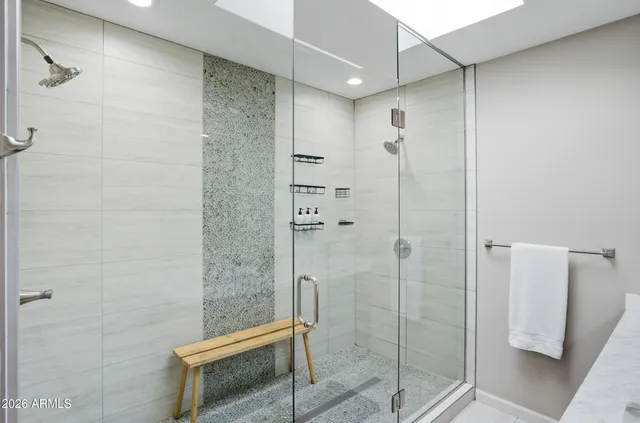 a bathroom with a shower