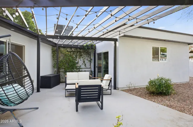 a outdoor living space with furniture
