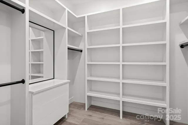 a view of an empty walk in closet