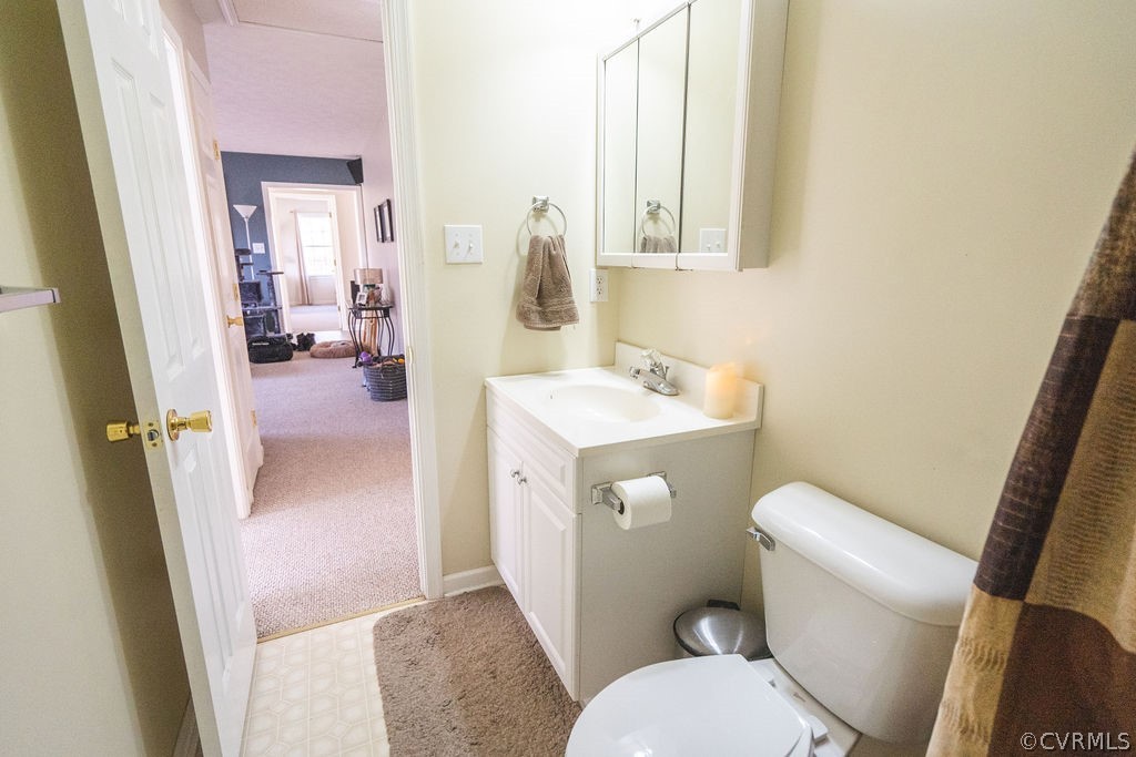 8681 Strath Road Henrico, VA 23231 - Photo 20 of 29 a bathroom with a sink a toilet a mirror and vanity