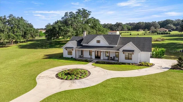 a view of a yard with plants and trees