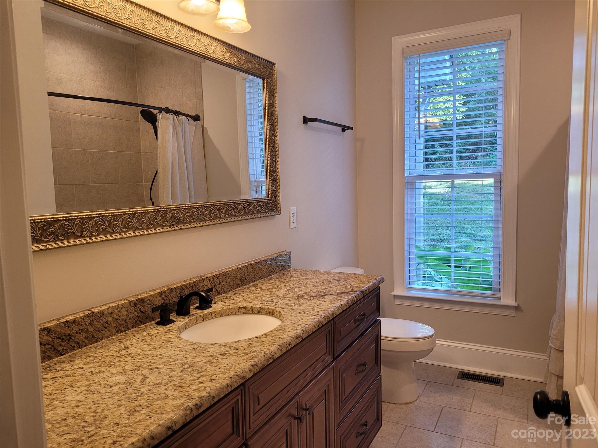 2775 Beechwood Road Denver, NC 28037 - Photo 20 of 26 a bathroom with a granite countertop sink and a mirror