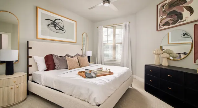 a balcony with furniture and fireplace