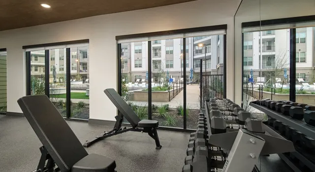 a view of a room with gym equipment