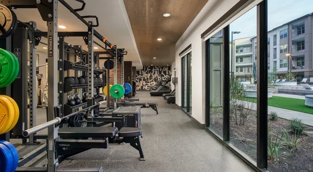 a view of a room with gym equipment