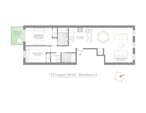 front view of a brick building