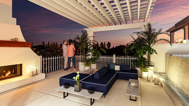 a view of a balcony with chairs