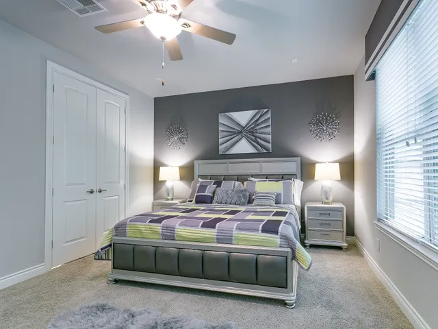 a view of a room with racks on the wall