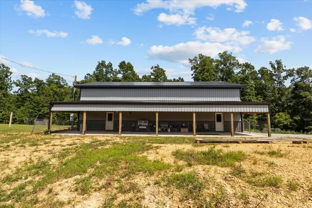 a view of a swimming pool and mountain view