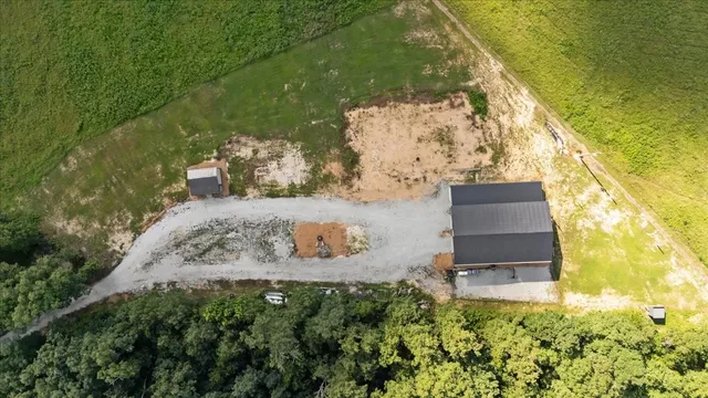 a view of a big yard with large trees