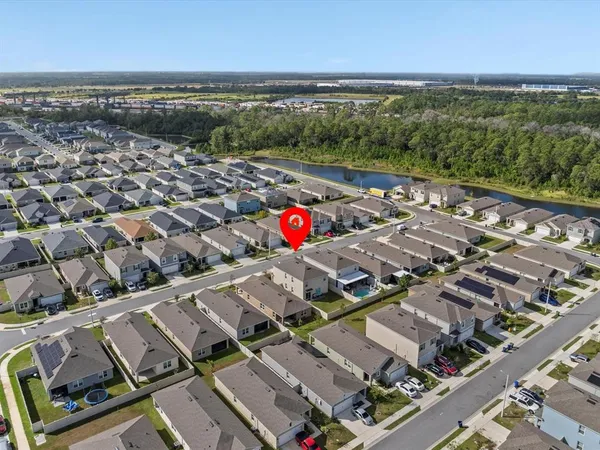 an aerial view of multiple house