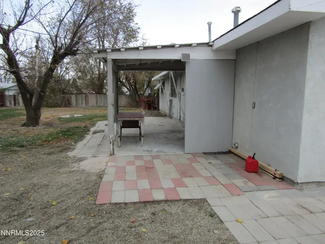 a view of a yard with plants and trees