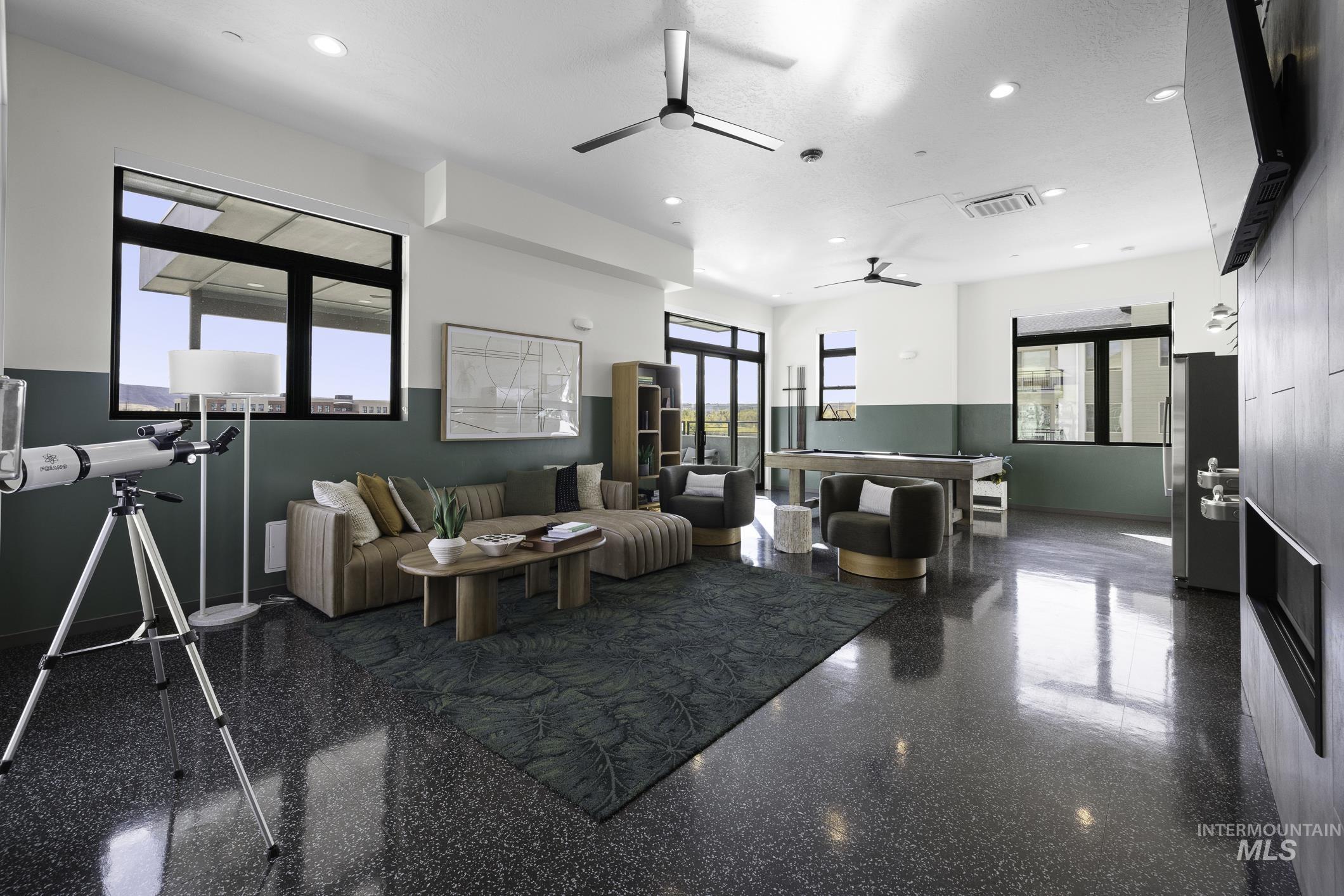 4250 East Haystack Street, Unit 308 Boise, ID 83716 - Photo 21 of 27 Living room with recessed lighting, ceiling fan, and granite tiled floors