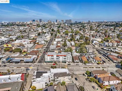 an aerial view of a city