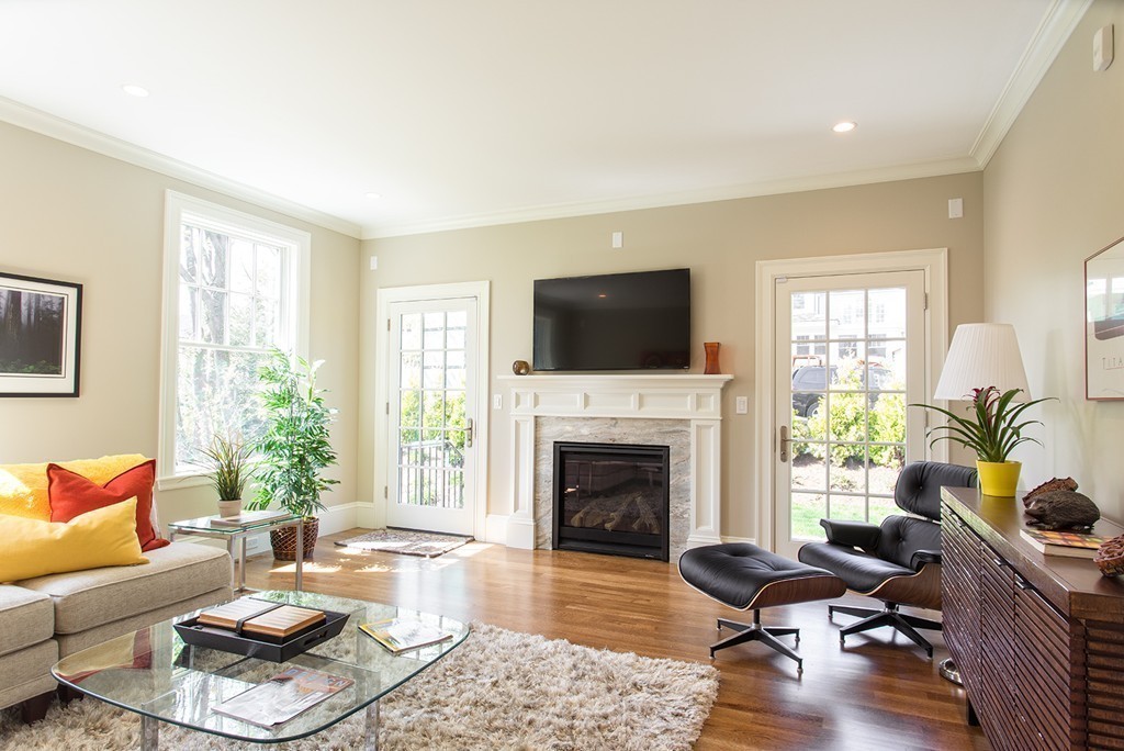 25 Annawan Road Newton, MA 02468 - Photo 11 of 25 a living room with furniture a fireplace and a potted plant