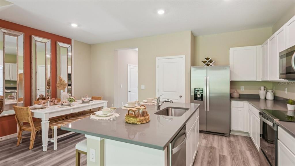 31146 Paper Birch Street Wesley Chapel, FL 33545 - Photo 15 of 33 a kitchen with stainless steel appliances granite countertop a sink and cabinets