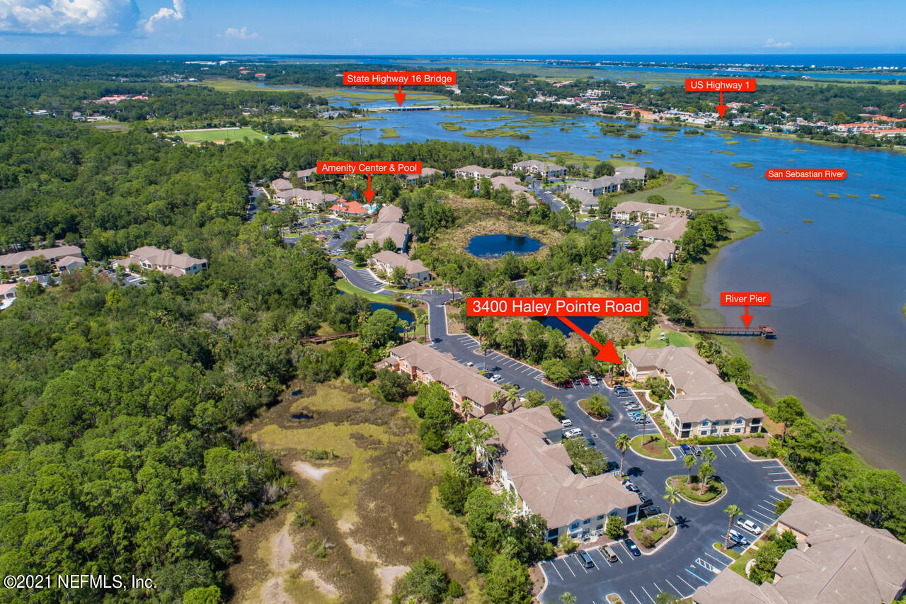 3400 Haley Pointe Road St. Augustine, FL 32084 - Photo 36 of 41 an aerial view of lake and residential houses with outdoor space