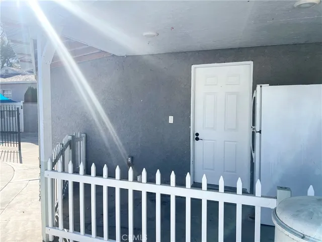 a view of wooden door
