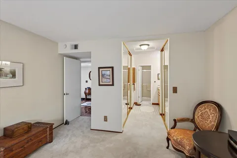 a view of room with workspace and a window