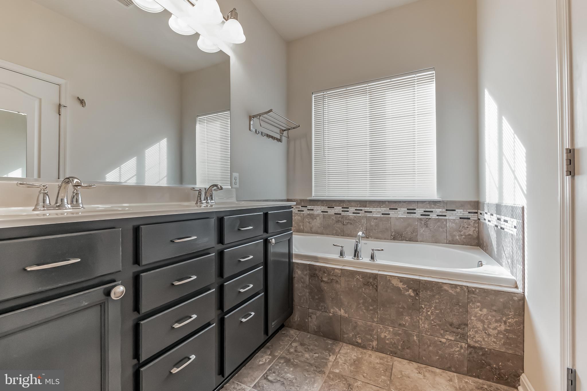 7652 Town View Drive Dundalk, MD 21222 - Photo 18 of 33 a bathroom with a bathtub a double vanity sink and a mirror