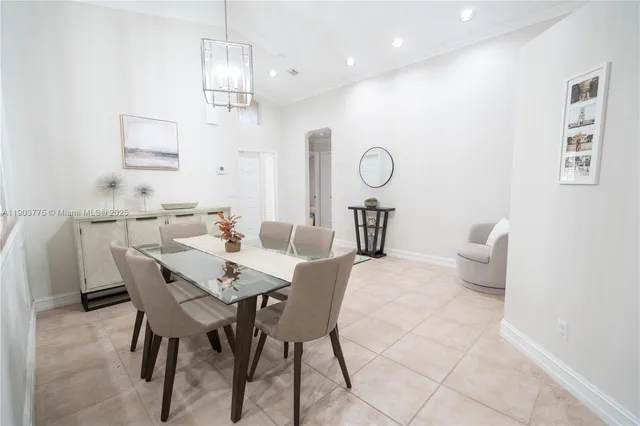 a view of a dining area with furniture