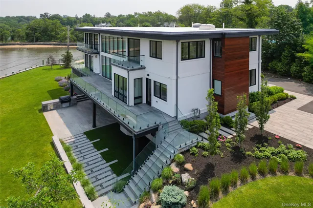 a view of a lake with a outdoor space