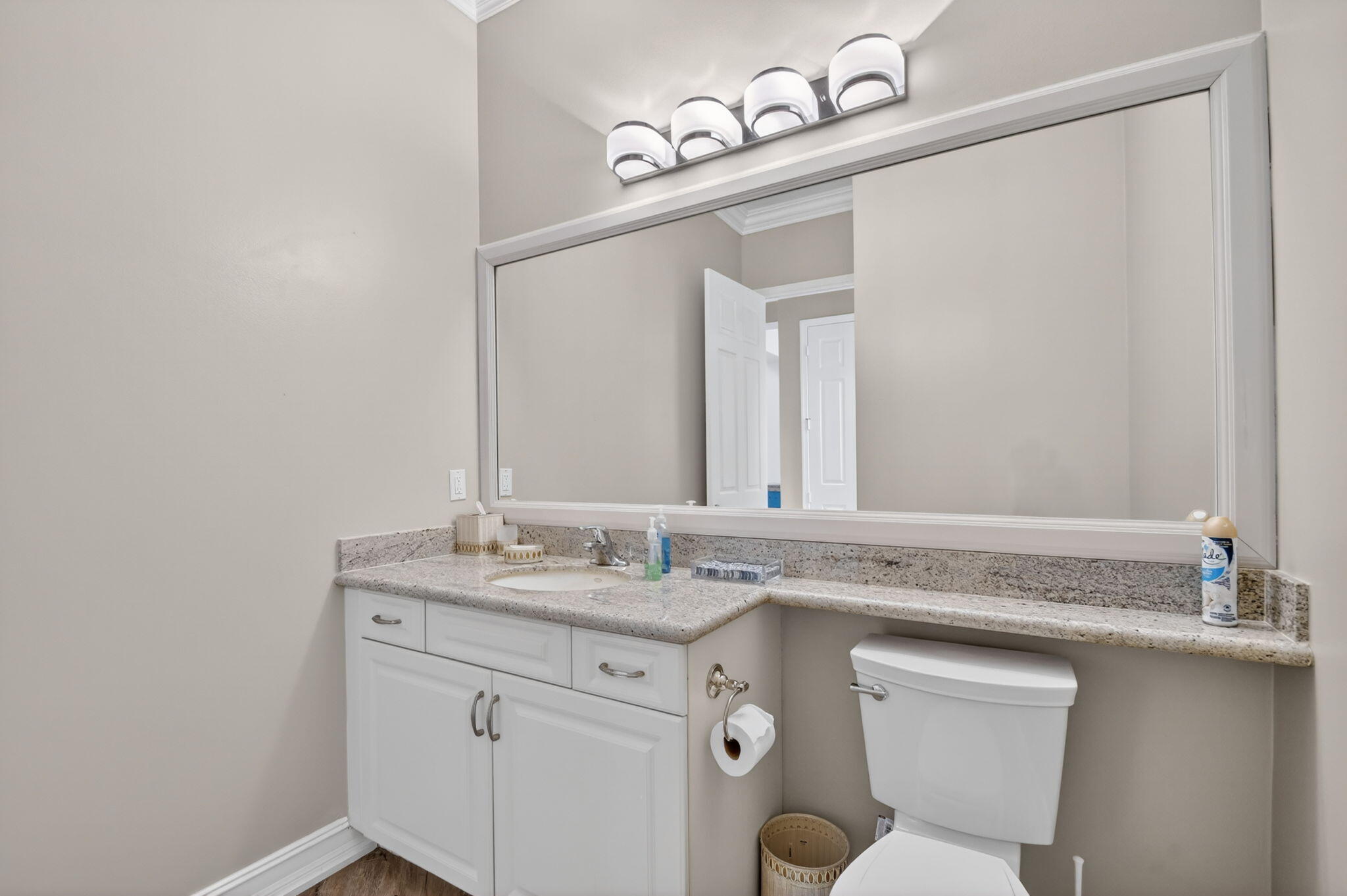 9119 Ribbons Ridge Point Boynton Beach, FL 33473 - Photo 25 of 91 a bathroom with a granite countertop sink and a mirror