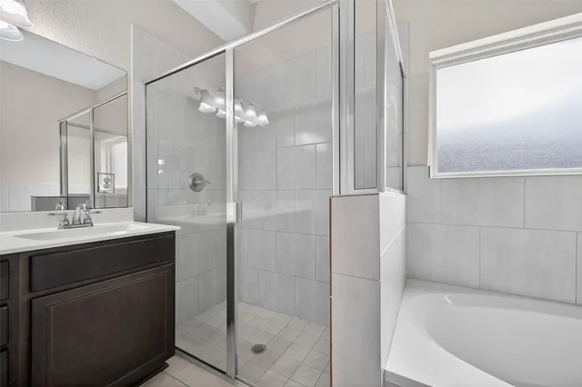 a bathroom with a bathtub