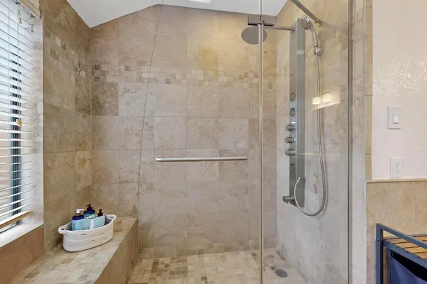 a bathroom with a shower