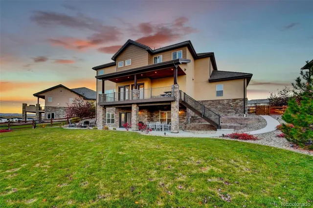 a building outdoor space with patio furniture