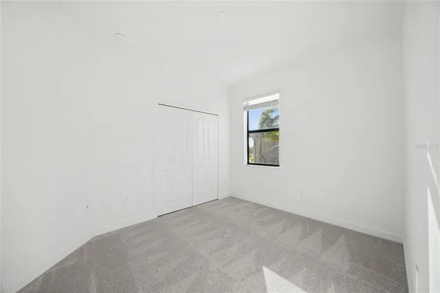 an empty room with a workbench