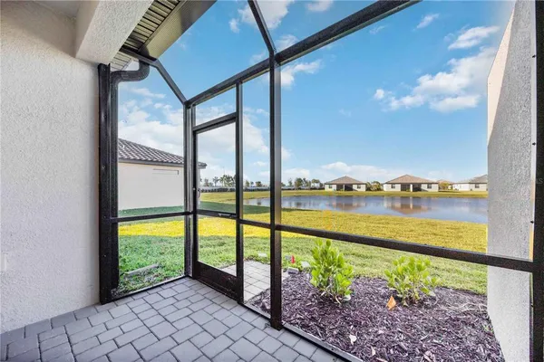 a view of a lake with houses