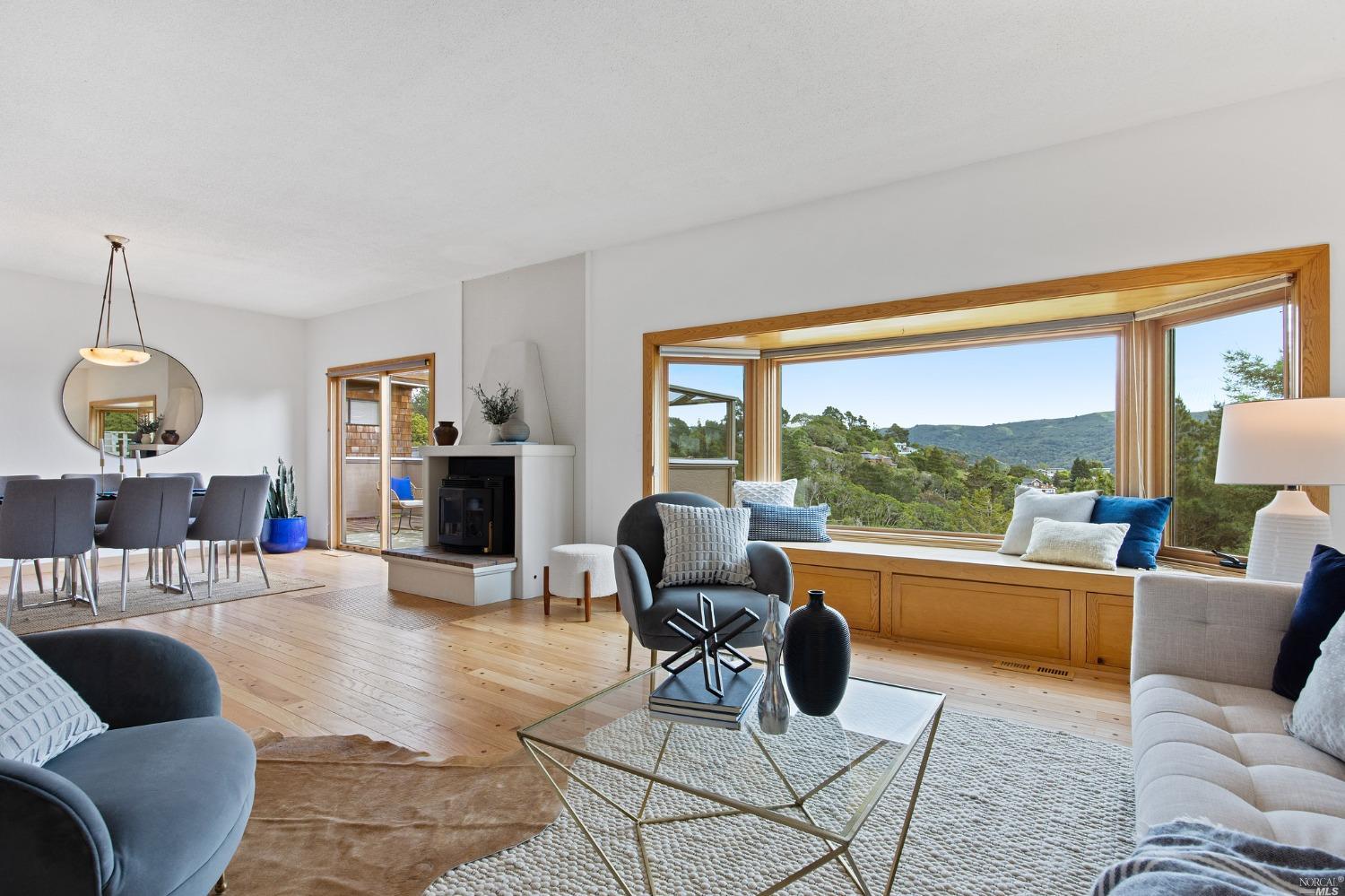 128 Peralta Avenue Mill Valley, CA 94941 - Photo 1 of 1 a living room with furniture and a large window