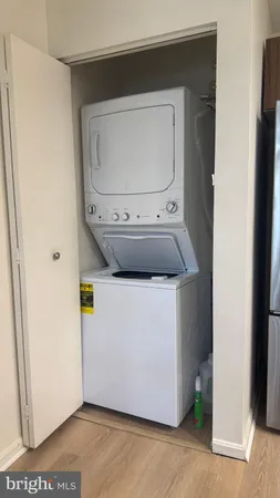 a utility room with a washer and dryer