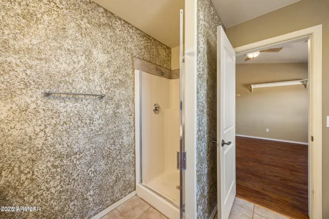 a bathroom with a shower