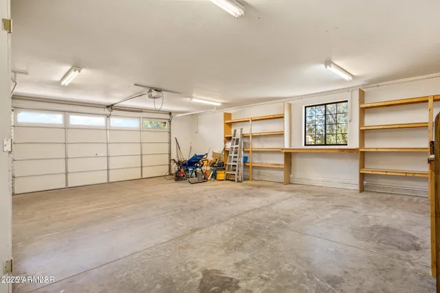 a view of a garage with furniture