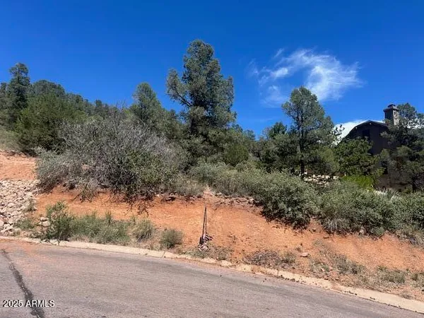 a view of a yard with mountain view