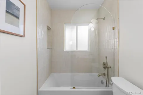 a bathroom with a bathtub